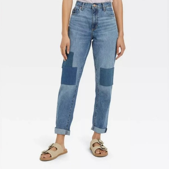 Universal Thread Denim - Universal Thread High Rise Boyfriend Jeans Patchwork Size 10 NWOT